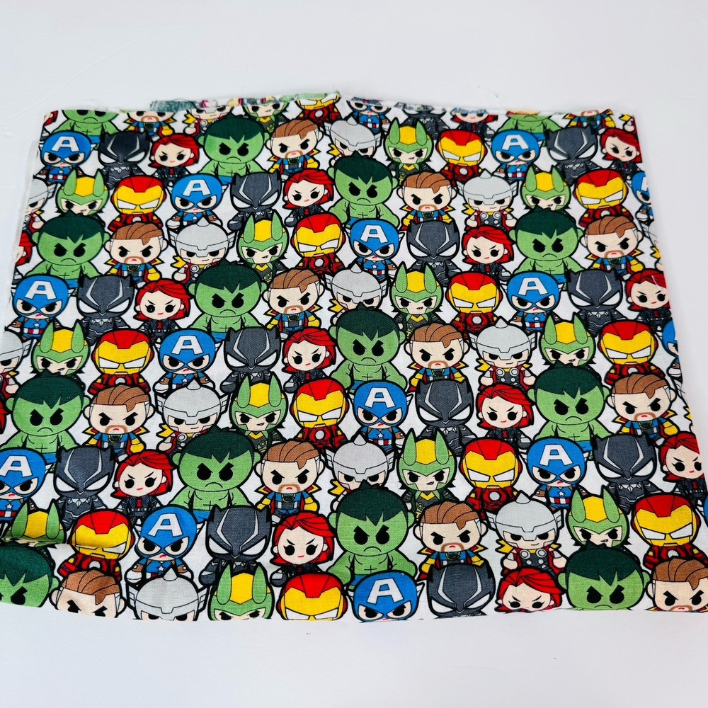 MARVEL KAWAII CHARACTER AVENGERS SUPERHEROES QUILTING COTTON FABRIC 43×18