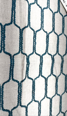 Teal Green Blue Embroidered Linen Blend Decor Fabric Sample Frou Frou #16