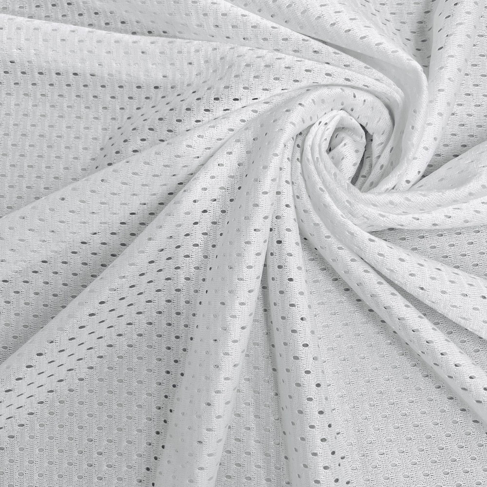 Sawyer WHITE Polyester Football Sports Mesh Knit Fabric by the Yard – 10047