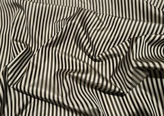Cream/Black 1/4″ Stripes 100% Silk Soft Taffeta 55″ Wide, By The Yard (SD-707)
