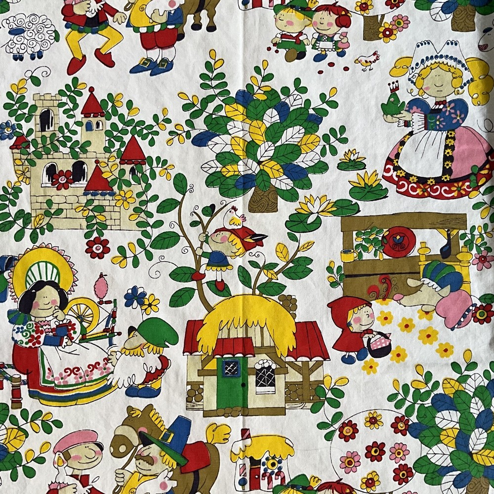 Fairy Tales Children Cotton Fabric Vintage House N Home Fabrics & Draperies 1 Yd