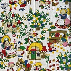 Fairy Tales Children Cotton Fabric Vintage House N Home Fabrics & Draperies 1 Yd