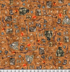 Quilting Treasures – Forest Field And Stream – Hunting Equipment – Terracotta, B