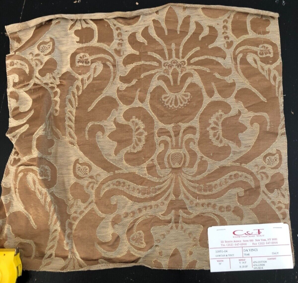 COWTAN & TOUT Da Vinci in Teak 15 x 15 1/2″ Damask Fabric Sample