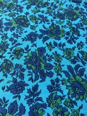 Vintage Partial Bolt of lightweight BLUE FLORAL FABRIC – Approx 7 ft. x 3 ft.