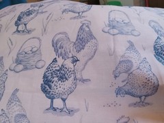 Country Farm Chickens Eggs Cotton Fabric 2 Designs 36″x44″ -18″x22″Cabin Fever