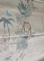 Vintage Safari Jungle Cotton Fabric! 5.75 YARDS Sewing, Tribal, Elephant, Zebra