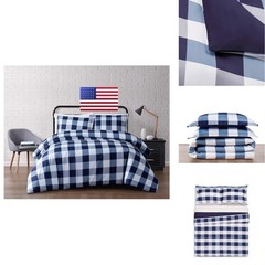 TRULY SOFT Everyday Buffalo Plaid Navy Blue Polyester 2-Piece Twin XL Duvet