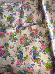 Vintage NEON Jungle Zebra Lion Giraffe Unbranded Fabric approximate 44”x 98”