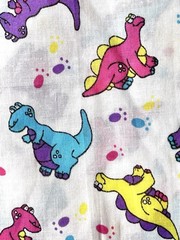 Retro Dinosaur Fabric Candy Colored T-Rex Triceratops Dino 45″ x 67” / 1.8 yard