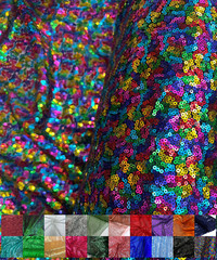 Rainbow Sequin Fabric for Dress and Decorations,Glitz Sequins on Mesh Fabric
