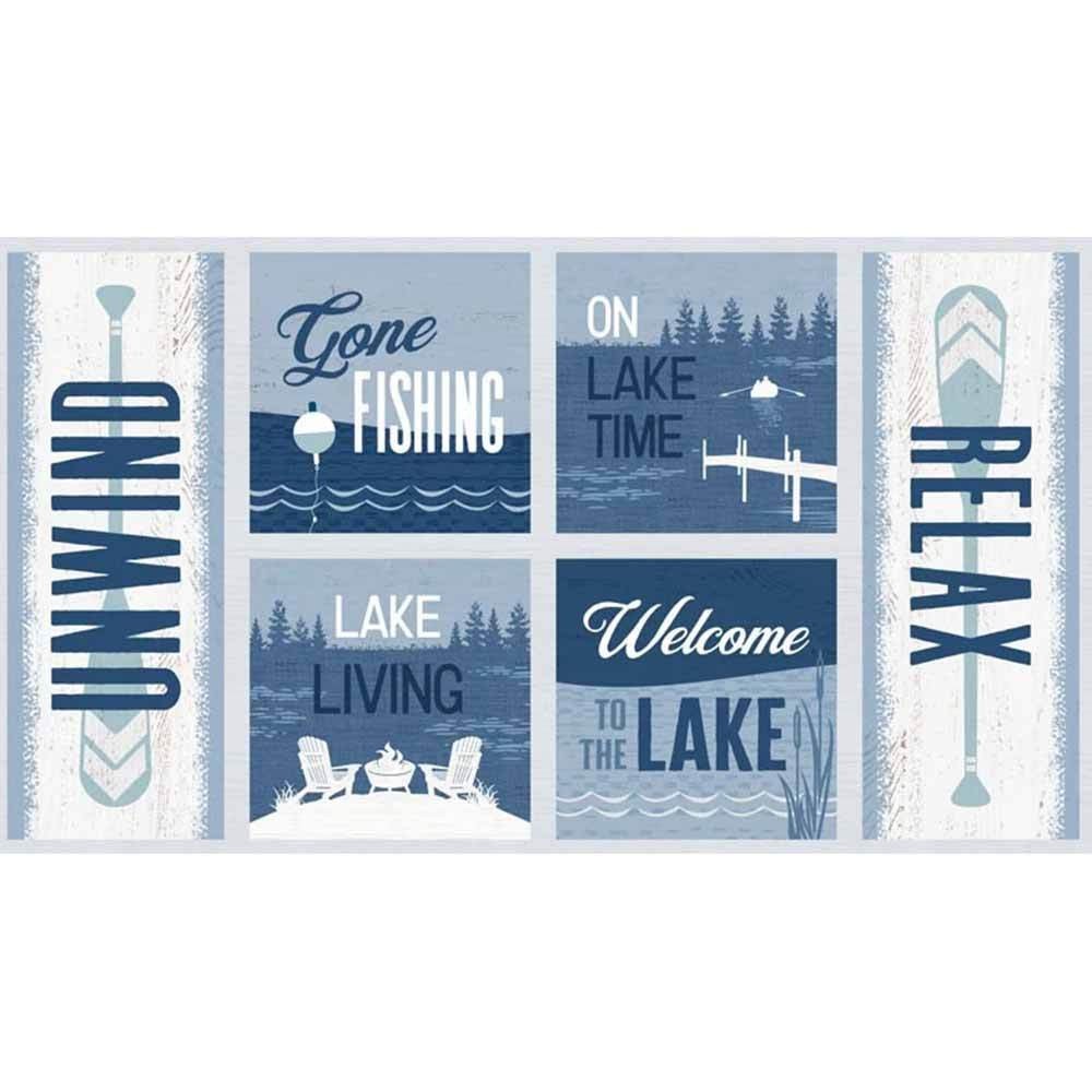 Nautical Boat Fishing Fabric 24″ X44″ Panel Lake Retreat Cotton by Wilmington
