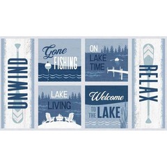 Nautical Boat Fishing Fabric 24″ X44″ Panel Lake Retreat Cotton by Wilmington