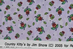 By 1/2 Yd, Red & Green Calico on Lavender Quilt Cotton, Red Rooster/Shore, P6730