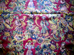VTG Tapestry Fabric Upholstery, Thick Wool blend, Red Minstrels, 54″ w x 62″ L