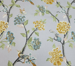 Helene Floral in French Gray BTY Robert Allen 100% Cotton Slub 54″ Wide Bird