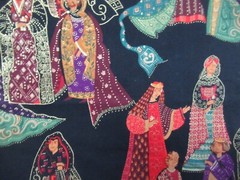 Christmas ROYALITY PEOPLE Gold VTG. Hancock Minnesota Fabric RARE SBTY X