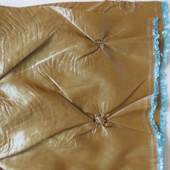 Vintage Luxury Home Decorating Fabric Ruched Copper Brown Shimmer w Blue 2.1 yds