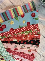 Fruit cherry strawberry 100% cotton fabric 20 strips jelly roll 2.5″ x 42-44″w