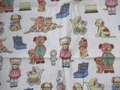 PAPER DOLLS &ANIMALS Sheryl Ray Marquez #28119 Windham COTTON FABRICS VTG 13″X