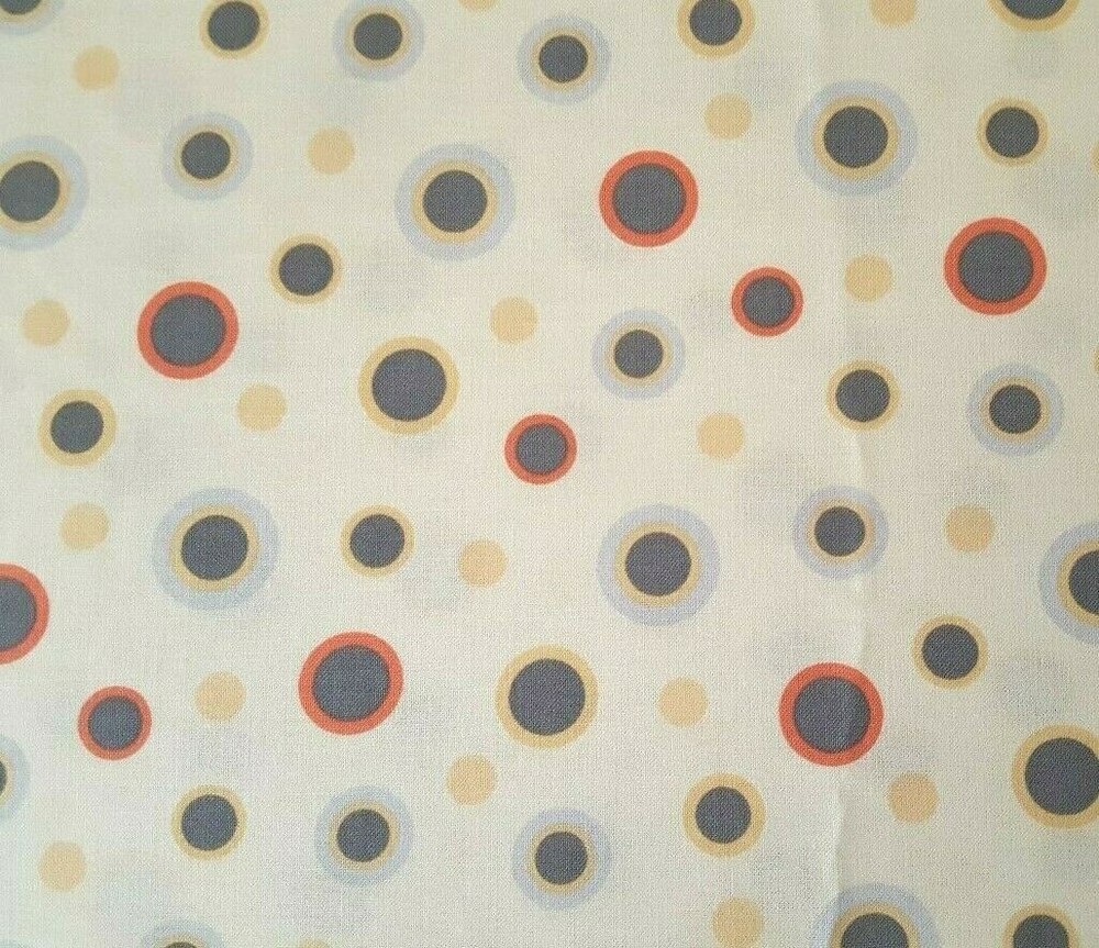 Reflections BTY Gudrun Erla Red Rooster Coral Gold Gray Polka Dot Cream