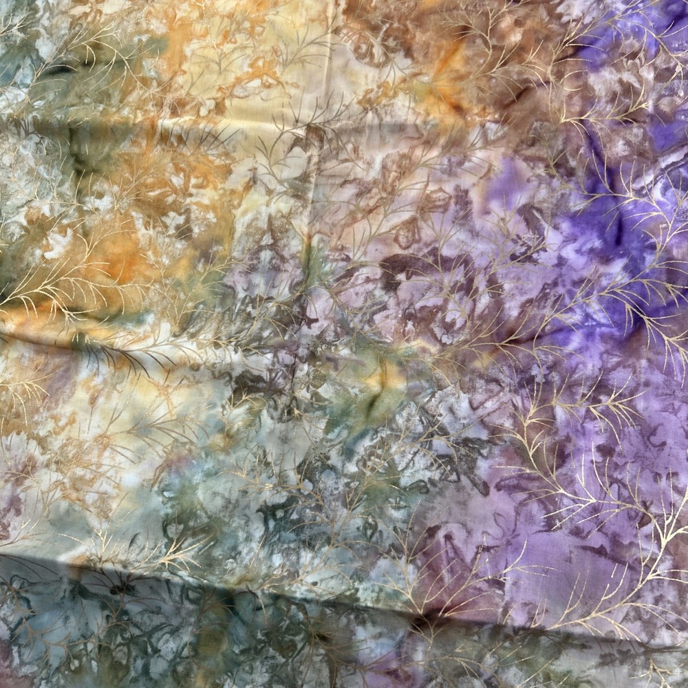 Fabric Gold With Purple Yellow Teal