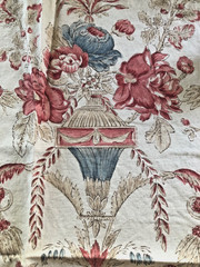 GP&J BAKER Rose Pompadour in Red & Blue 24 x 34″ Floral Fabric Sample
