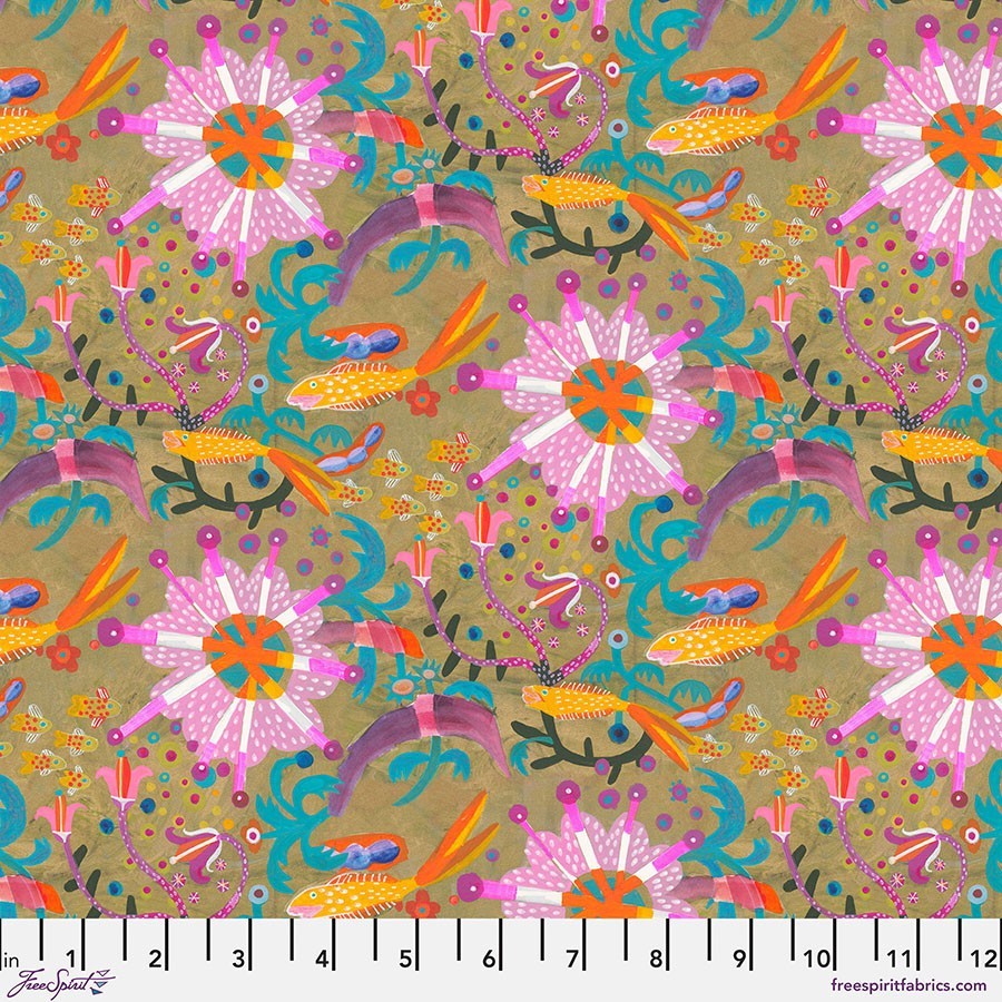 SM Goldfish Star, Gold – Este MacLeod, Colori, Quilt Fabric 100% Cotton By Yard