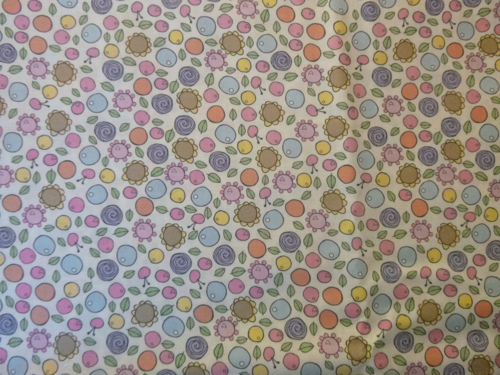 Multi Color Flowers on White Cotton Fabric (44″ Wide x 36″ long)