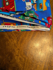 Colorful trains fabric, Cranston Print Works, VIP, 44″x 216″