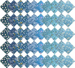 50 PCS 8×8 inch Multicolor Cotton Fabric Bundle Squares for Quilting Blue