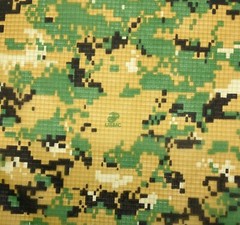 MARPAT WOODLAND 70D USMC LOGO 1.5 OZ NYLON RIPSTOP FABRIC BY 1/2(0.5) YARD 67″W