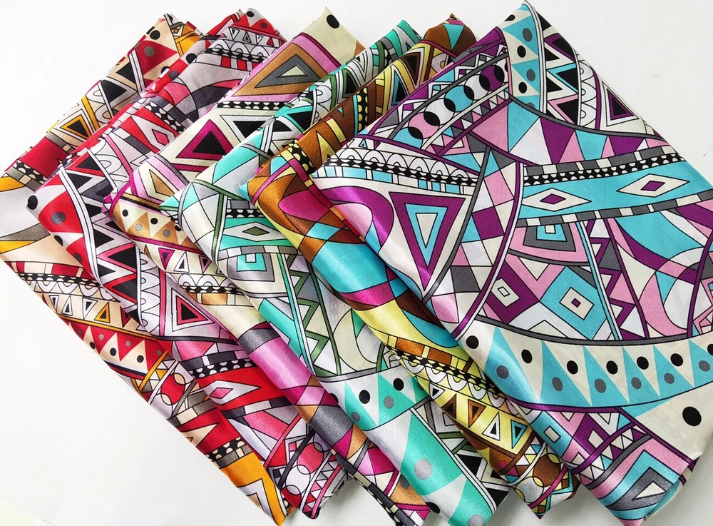 58” Wide By Yards Geometric Patchwork Charmeuse Lining Silky Satin Fabric