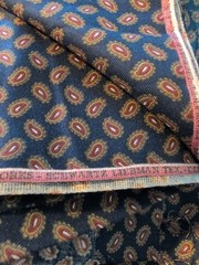 vintage 3 Yd x 45″ cranston fabric Blue paisley Schwartz Lieberman Cotton Blend