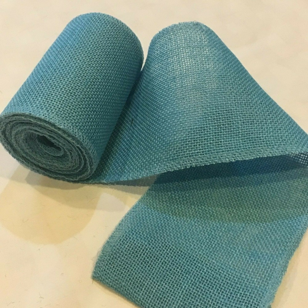5″ wide Light Blue Burlap Ribbon 10 Yard Roll 10 oz 30 feet Finished Edges BS151