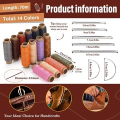 KAQRHFT 0.55 mm Round Waxed Thread, 14 Colors 76 0.55mm 70m, Classic Color B