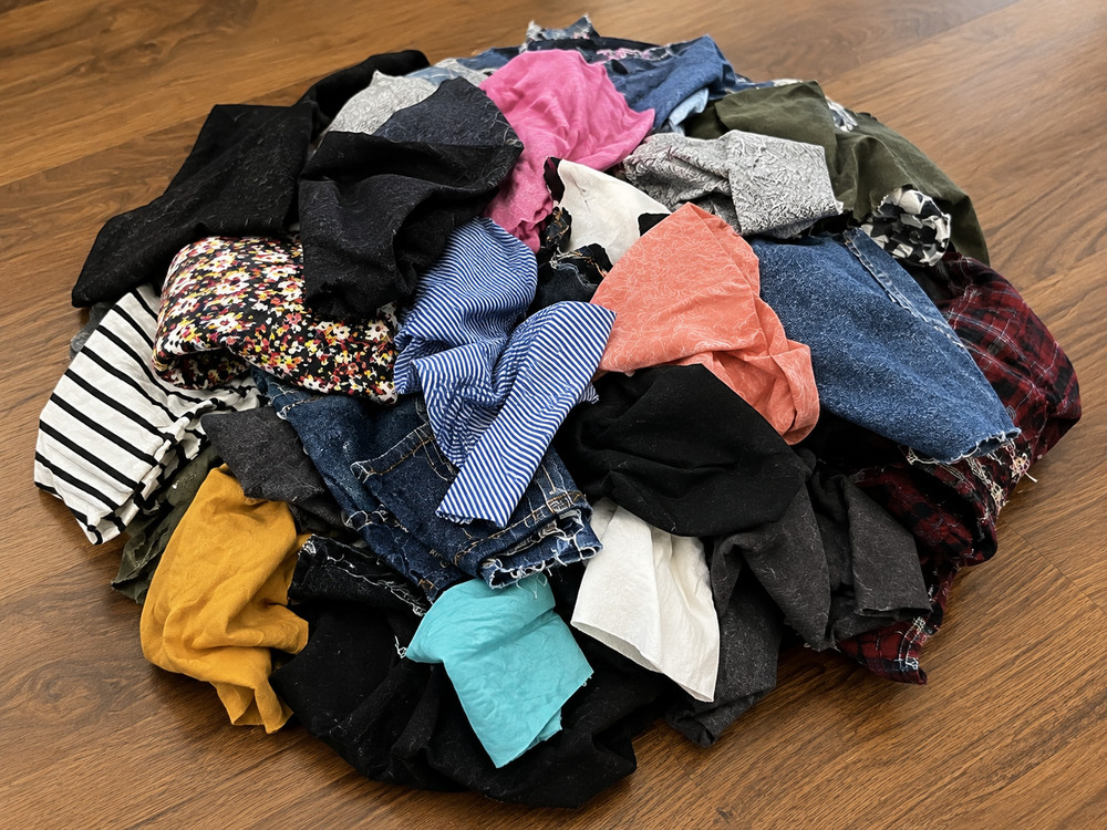 Reclaimed Clothing Fabric Scraps 2 LB Mixed Textile Craft Upcycle Lot