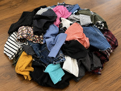 Reclaimed Clothing Fabric Scraps 2 LB Mixed Textile Craft Upcycle Lot