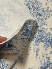 P Kaufmann Blue Ivory Toile Cotton Fabric 1 Yard 52×40 Pastoral Children