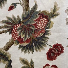Schumacher J H Thorp JACOBEAN PRINTED CREWEL Cotton Linen Fabric ~ 3.25 yds READ