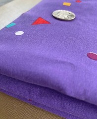 1 3/8 yds Purple with Multicolor Geometric Shapes Printed Cotton Fabric + extra