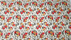 18X22 1940’S REPO OFF WHITE W RED GOLD BLACK ABSTRACT COTTON FABRIC FAT QUARTER