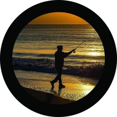 Bar Stool Cover in Sunset Fishing on beach shore line