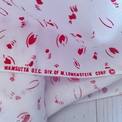 Vintage Wamsutta OTC Cotton White and Red Abstract Print Fabric 1 1/2 yards