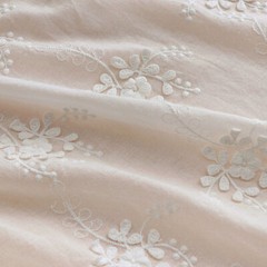 1M Cotton Fabric Floral Cloth 3D Embroidered Flower Costume Tablecloth Craft Sew