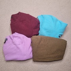 4pc CASHMERE Sweaters Tops Lot Crafts Cutter Flaws Holes Upcycle Fabric DIY
