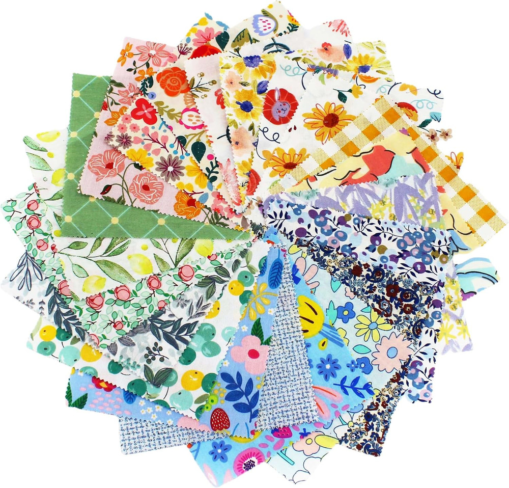 Floral Print 100% Cotton Fabric Charm Pack – 42 Precut 5×5 Inch Quilting Squares