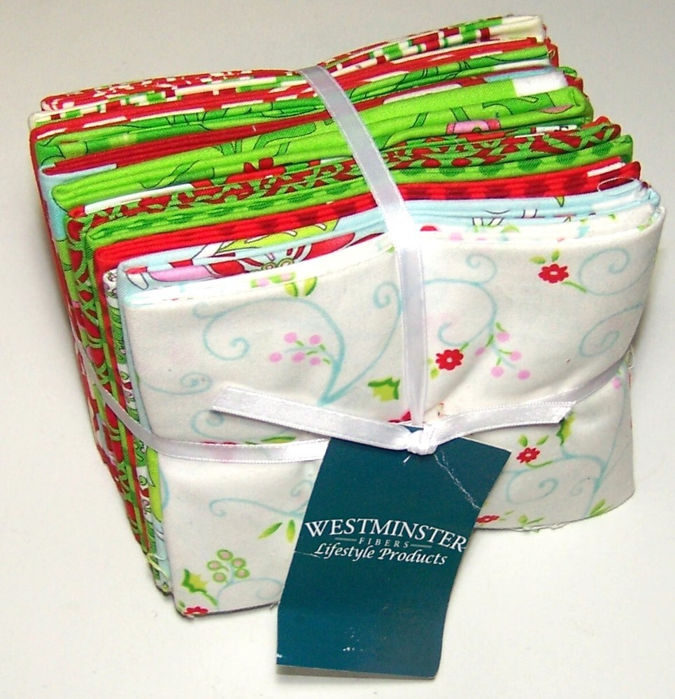 Westminster Fibers CHRISTMAS SNOWFLOWER on 100% Cotton Fabric 16 FQ Bundle