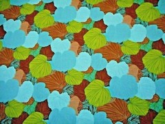 Floral Quilt Fabric 1 1/3 Yard Turquoise Blue Green Brown Leaves Cotton #PC