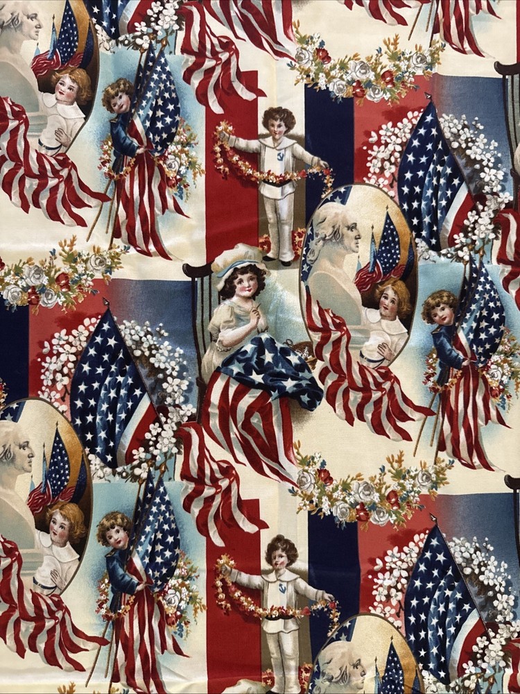 Vintage Patriotic Fabric Vicky Howard By Art Makers “Victorian America” D#11173
